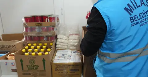 Milas'tan ihtiyaç sahiplerine gıda kolisi desteği