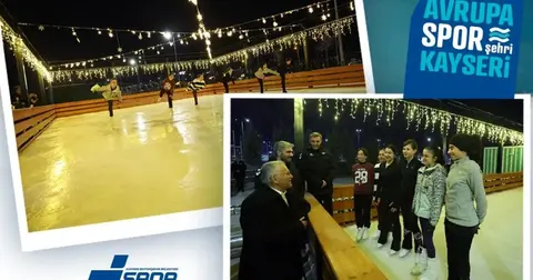 Kayseri’de Açık Hava Buz Pateni Pisti bayramda ilgi odağı oldu
