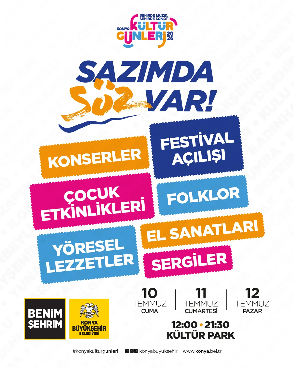 BAŞKAN ALTAY TÜM KONYALILARI 10-12 TEMMUZ ARASI “KONYA KÜLTÜR GÜNLERİ”NE DAVET ETTİ