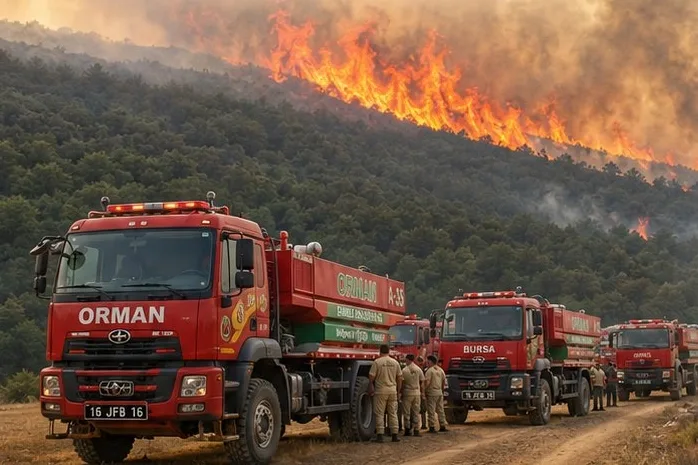 Bursa'da orman yangını: 6 hava aracı ve 98 personel müdahalede