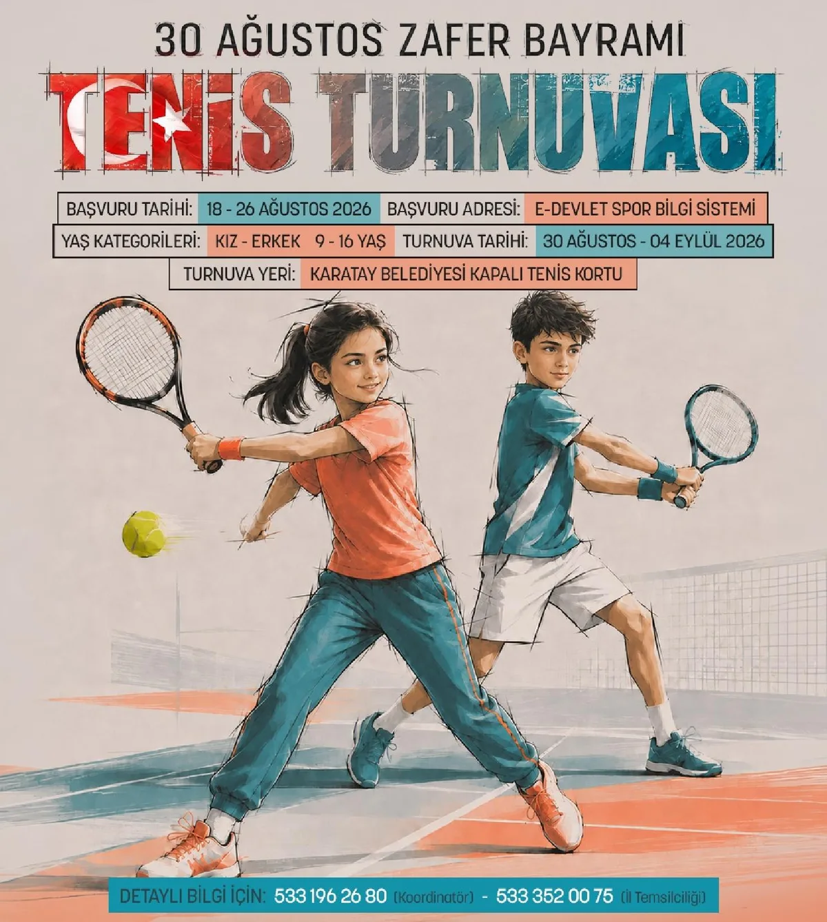 30 Ağustos Zafer Bayramı Tenis Turnuvasına Başvurular Başladı